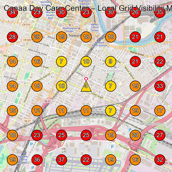 Canaa Day Care Center GeoGrid visibility map for Day Care Center in Kearny